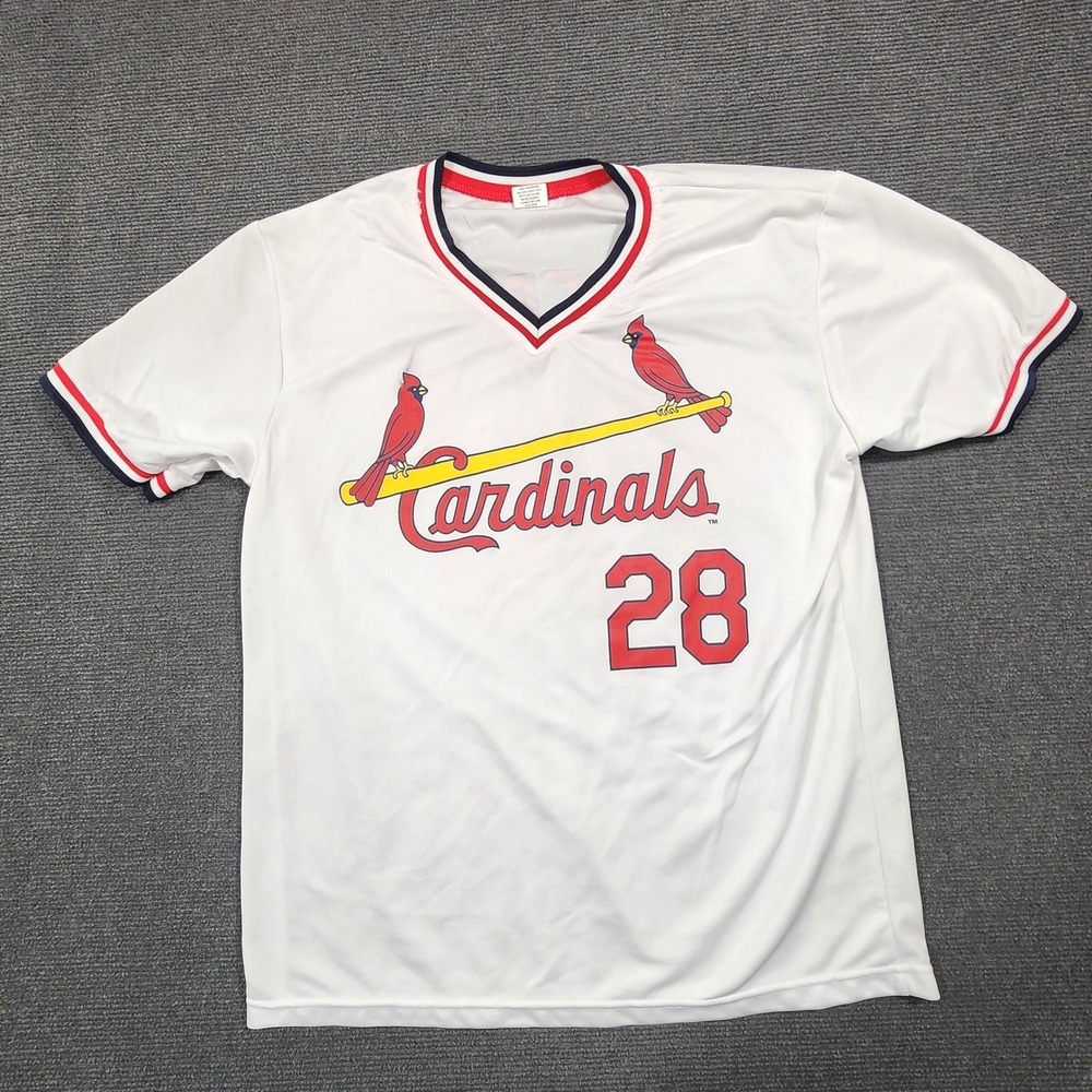 St. Louis Cardinals Baseball Jersey Women XL White Tom Herr #28 V-Neck‎ Pullover